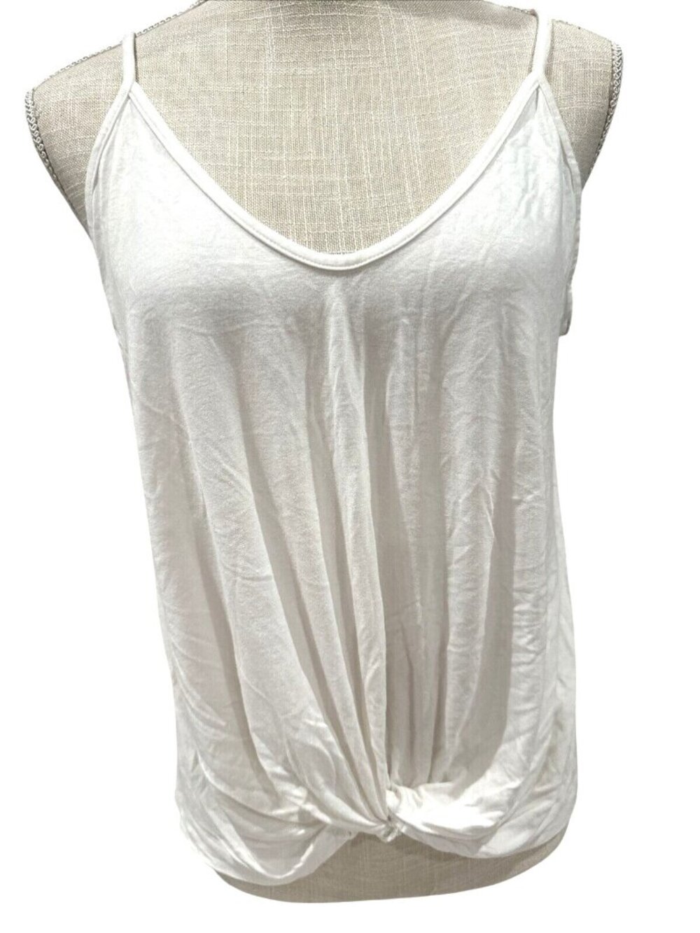 Wasabi+Mint Womens White Sleeveless Knotted Tank Top Size L